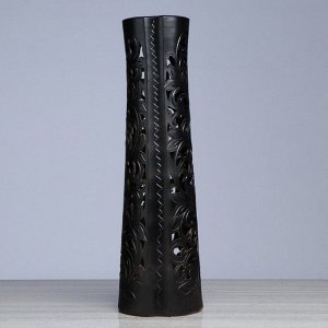 Ваза напольная "Фиолент", резка, чёрная, 71 см, керамика