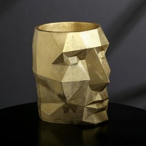 Кашпо полигональное из гипса «Голова», цвет золотой, 16 ? 20 см