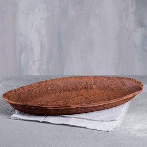 Блюдо «Овал», под мешковину, красная глина, 38 см