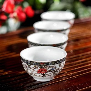 Набор для чайной церемонии керамический «Цветение», 5 предметов: 4 пиалы 30 мл, чайник 200 мл