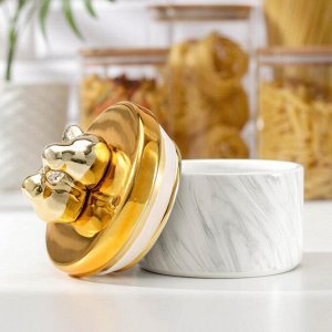 Банка керамическая для сыпучих продуктов «Золотое крыло», 11,5x13 см, цвет белый мрамор