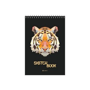 Блокнот 40л А5 Sketchbook "Lamark Тигр" 100г/м2, черный блок тв.подлож., спираль арт. 26691