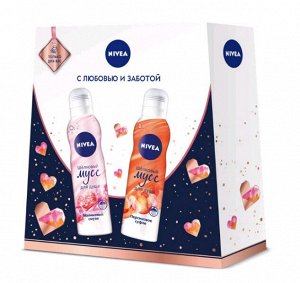 NIVEA   МУССОВЫЙ КОКТЕЙЛЬ  Набор: Шелковый мусс для душа "Малиновый смузи" 200 мл. + Шелковый мусс для душа "Персиковое суфле" 200 мл.