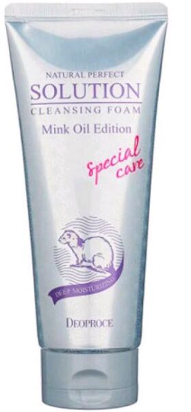 DEOPROCE   NATURAL PERFECT SOLUTION CLEANSING FOAM - MINK OIL EDITION  Пенка для умывания 8 в 1 с "Маслом норки" 170 г.