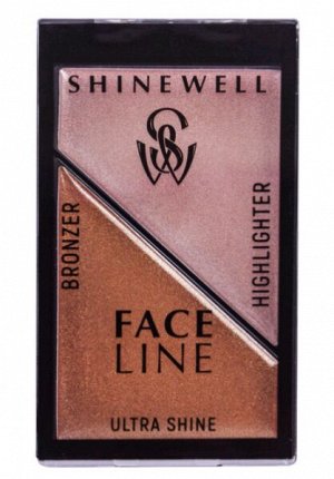 SHINEWELL   ULTRA SHINE - BRONZER+HIGHLIGHTER  Моделирующий набор для лица: кремовый хайлайтер + бронзер №FLH2-03 бронзовый+розовый