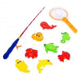 Рыбалка магнитная «Морские жители» 10 предметов: 1 удочка, 1 сачок, 8 игрушек, цвета МИКС