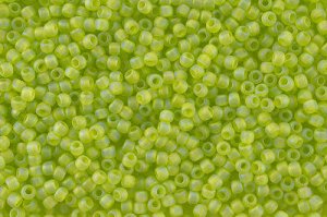 Бисер японский TOHO круглый 11/0 #0164F зеленый лайм матовый, радужный прозрачный, 10 грамм