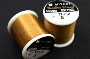 Нить для бисера Miyuki Beading Thread, длина 50 м, цвет 05 золото, нейлон, 1030-257, 1шт