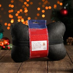 Подушка автомобильная подарочная "Новый год", на подголовник, экокожа, черный, 18х26 см