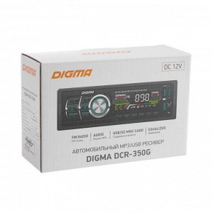 Автомагнитола Digma DCR-350G, 1DIN, 4 х 45 Вт, Bluetooth, USBx2, AUX, SD