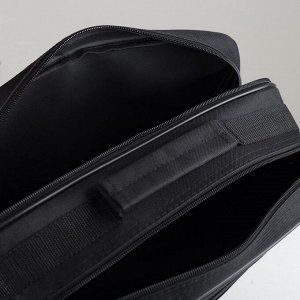 Сумка мужская, 2 отдела на молнии, 2 наружных кармана, длинный ремень, цвет чёрный
