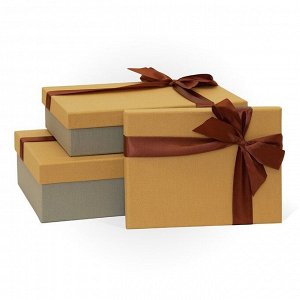 Набор коробок 3в1 "Песочно-бежевая/шоколадная лента"