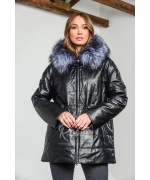 Зимняя кожаная куртка - пуховикАртикул: OL-19106-2-75-CH-CH