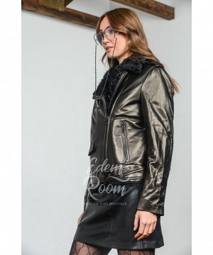 Зимняя кожаная куртка на мехе барашка Артикул: G-2062-60-CH-BR