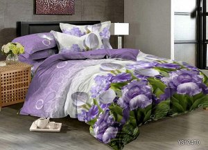 Комплект постельного белья 2-спальный с Евро простыней, поплин (Ирисы 3 D)