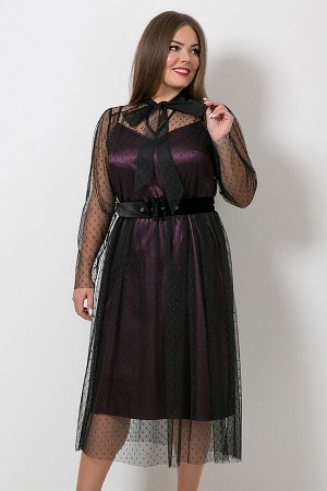 Платье, П-612/2  фиолетовый/черный