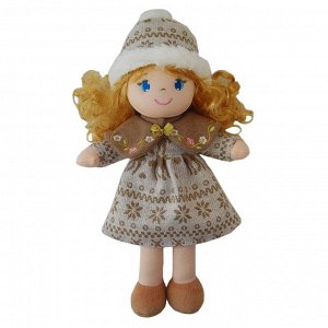 M6056 Кукла ABtoys Мягкое сердце, мягконабивная, в бежевой шапочке и фетровом платье, 36 см, в открытой коробке
