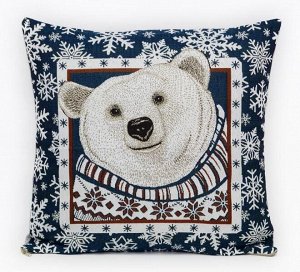 Подушка декоративная Снежинка Белый медведь, гобелен