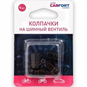 Колпачки на шинный вентиль CARFORT декоративный, цвет черный, к-т 4шт.