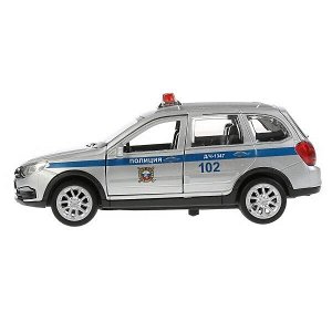 GRANTACRS-12POL-SR Машина металл "lada granta cross 2019 полиция" 12см, инерц.серебристый в кор. Технопарк в кор.2*36шт