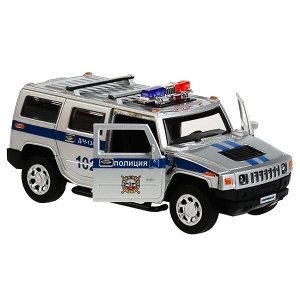 HUM2-12POL-SR Машина металл HUMMER "hummer H2 полиц"дл12 см,откр дв,баг,инерц,сереб,в кор Технопарк в кор.2*36шт