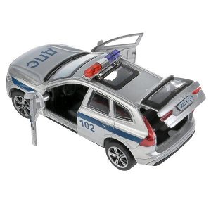 XC60-12SLPOL-SR Машина металл свет-звук "volvo xc60 r-desing полиция" 12см,инерц,серебристый. Технопарк в кор.2*36шт