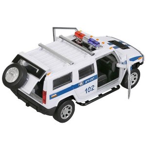 HUM2-12SLPOL-WH Машина металл свет-звук HUMMER &quot;hummer h2 полиция&quot; 12см, инерц., белый в кор. Технопарк в кор.2*36шт