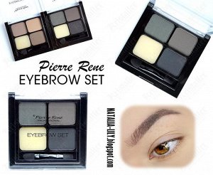 Палетка для бровей 3 тени, воск для фиксации Pierre Rene Eyebrow set Палетка для бровей 3 тени, воск для фикс Eyebrow set