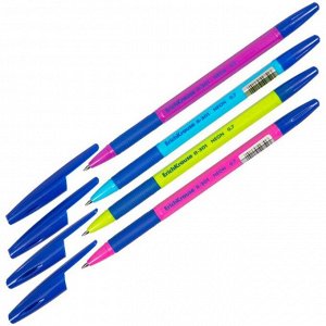 Ручка шариковая Erich Krause R-301 Neon Stick & Grip, узел 0.7 мм, чернила синие, резиновый упор, длина линии письма 1000 метров, микс