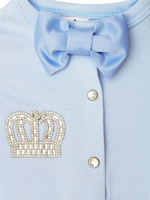 Комплект на выписку 2 предмета "Корона" голубая с голубым бантиком