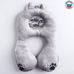 Подушка дорожная детская «Котёнок» ортопедическая, цвет серый