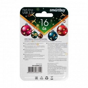 Флешка Smartbuy, 16 Гб, USB2.0, "мышка", чт до 25 Мб/c, зап до 15 Мб/с