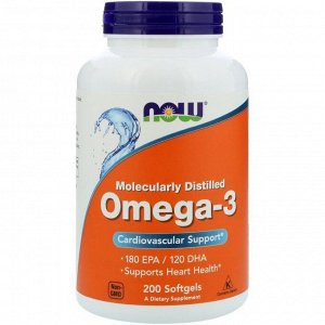 Омега 3 NOW Omega-3 1000мг (180/120) - 200 капс.