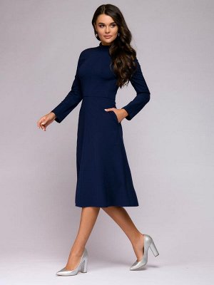 Платье синее с длинными рукавами