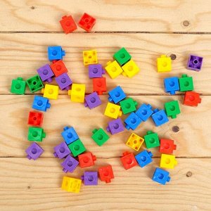 Обучающий набор «Кубики-конструктор: учимся считать» с заданиями, 50 кубиков, в пакете