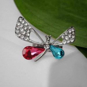 Брошь "Бабочка изящная ", цвет розово-голубой в серебре
