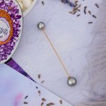 Булавка &quot;Две жемчужины&quot;, 8,5 см, цвет серый в золоте