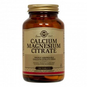 Кальций, Магния цитрат Solgar Calcium Magnesium Citrate 100 таб.