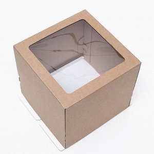 Кондитерская упаковка с окном, крафт, 25 х 25 х 24 см