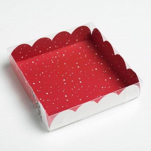 Коробка для кондитерских изделий с PVC крышкой «Вкусности», 13 х 13 х 3 см