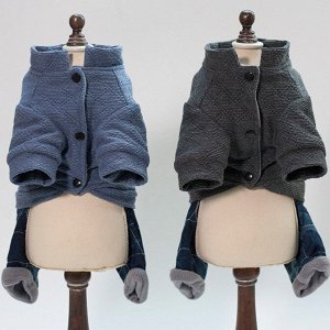 Комбинезон для собаки серый, утеплённый