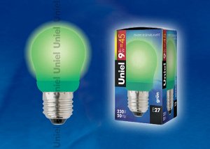 Лампа энергосберегающая. Картонная упаковка, ESL-G45-9/GREEN/E27