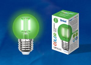 Лампа светодиодная. Форма "шар". Серия Air color. Зеленый свет. LED-G45-5W/GREEN/E27 GLA02GR