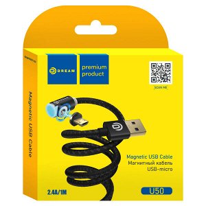 Кабель магнитный Dream U50 MicroUSB красный