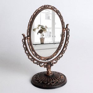 Зеркало настольное «Ажур», двустороннее, с увеличением, зеркальная поверхность 8,5 ? 12,1 см, цвет чёрный/медный