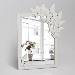 Зеркало на подставке «Бабочки», зеркальная поверхность 16,5 ? 21,6 см, цвет белый