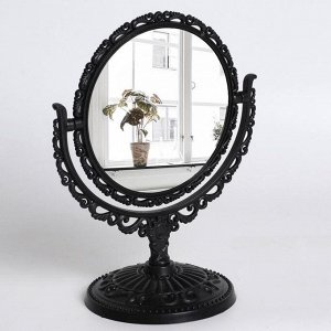 Зеркало настольное, двустороннее, с увеличением, d зеркальной поверхности 9,5 см, цвет чёрный
