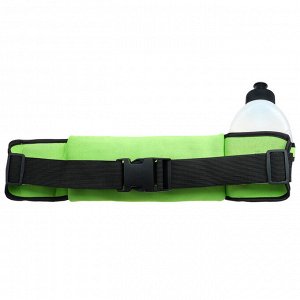 Сумка спортивная на пояс 45х9 см с бутылкой 15х8х3 см, 2 кармана, цвет зеленый