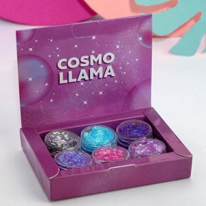 Набор мерцающих блёсток для лица и тела Cosmo Llama, 6 цветов