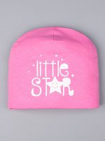 Шапка детская трикотажная откидная для девочки little star, розовый